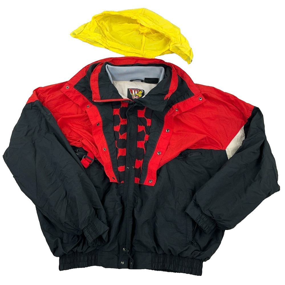 Vintage Winston Cigarettes Jacket Men XL Red Black Windbreaker 90s Promo